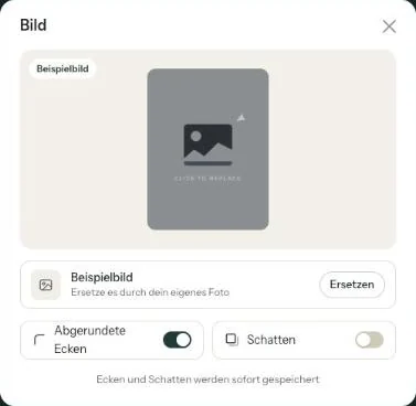 Das Fenster Bild mit den Schaltern Abgerundete Ecken und Schatten unter dem Foto