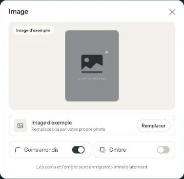 La fenêtre Image avec une photo choisie et le bouton Placer l&rsquo;image