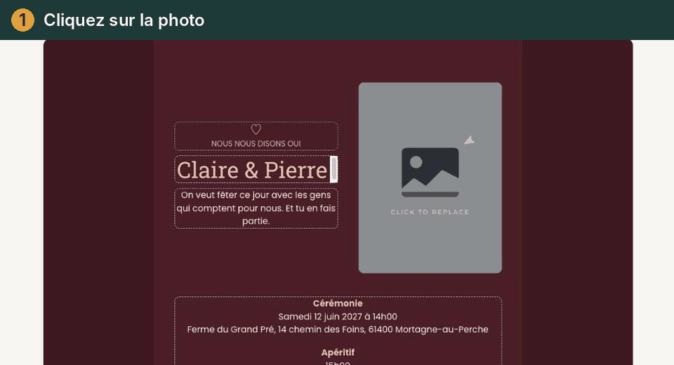 Animation : cliquer sur la photo, en choisir une nouvelle et cliquer sur Placer l&rsquo;image