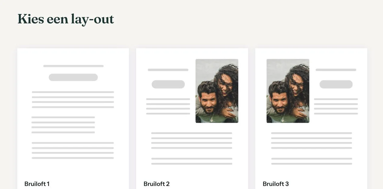 Het scherm Kies een lay-out met voorbeelden van de lay-outs