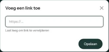 Het venster Voeg een link toe met een webadres ingevuld
