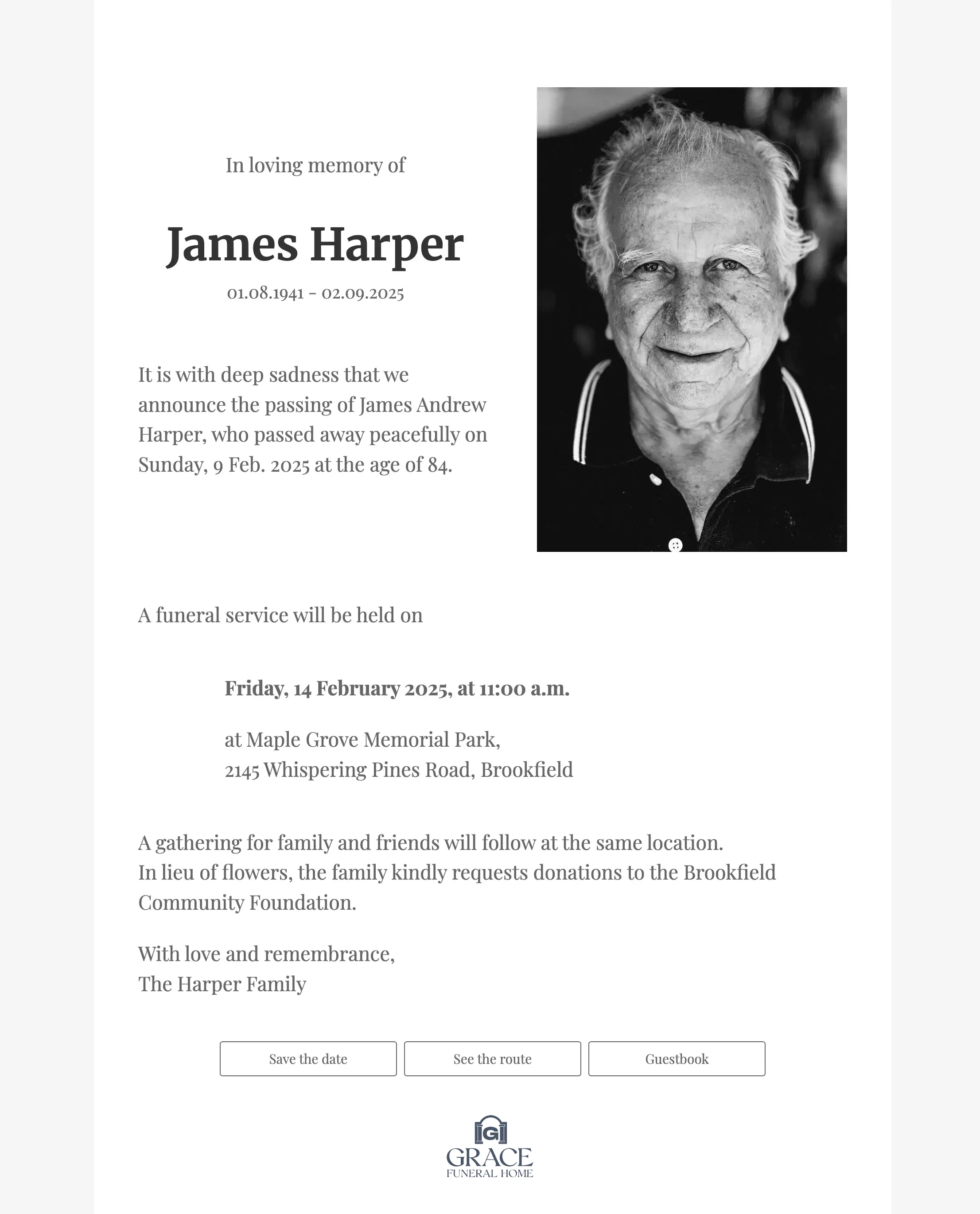 Example of a white label invitation with custom logo and footer