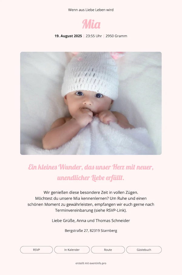 Digitale Geburtskarte Beispiel 1