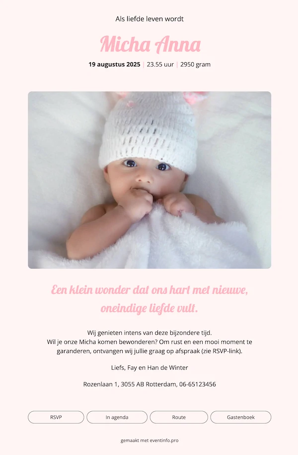 Online geboortekaartje voorbeeld 3