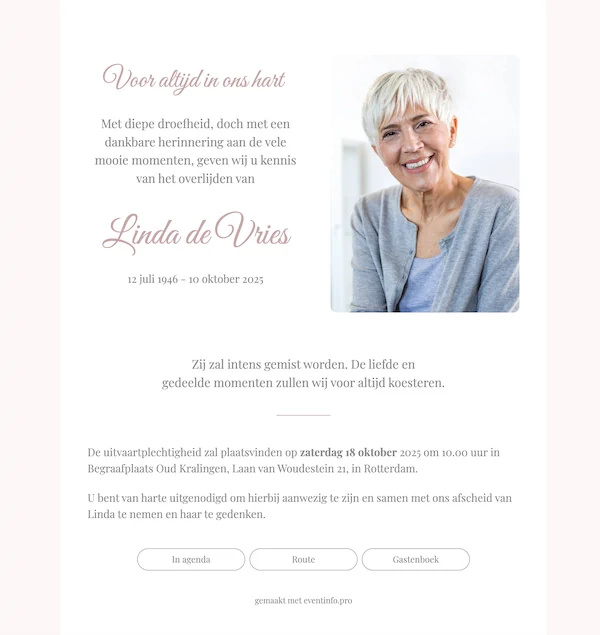 Voorbeeld digitale rouwkaart 2