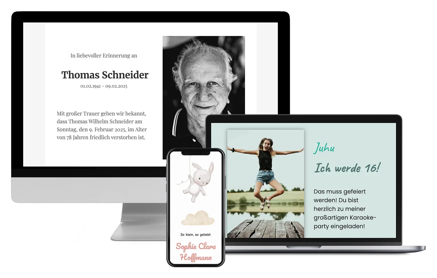 Beispiel einer digitalen Online-Einladung