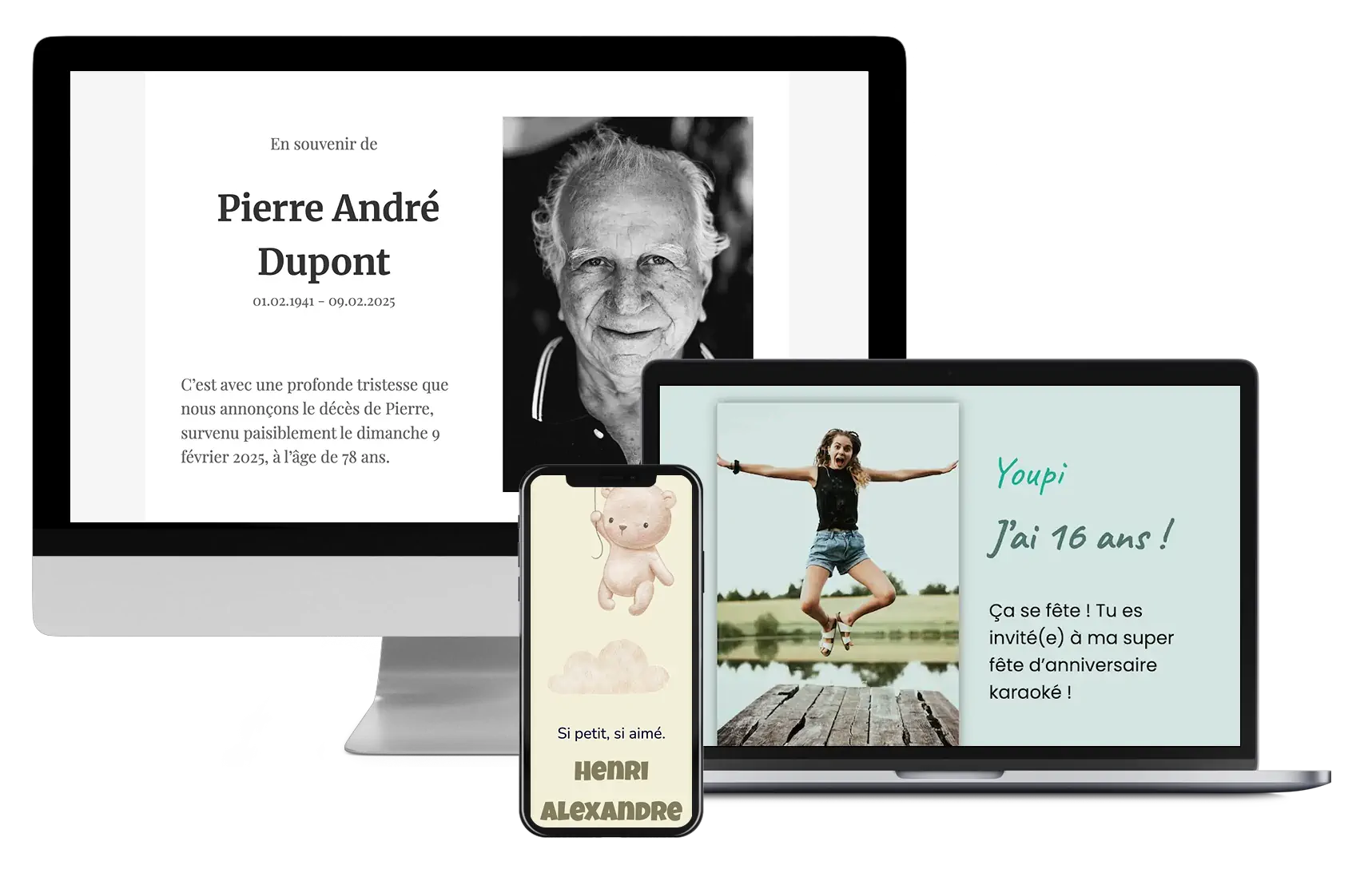 aperçu d'une invitation en ligne