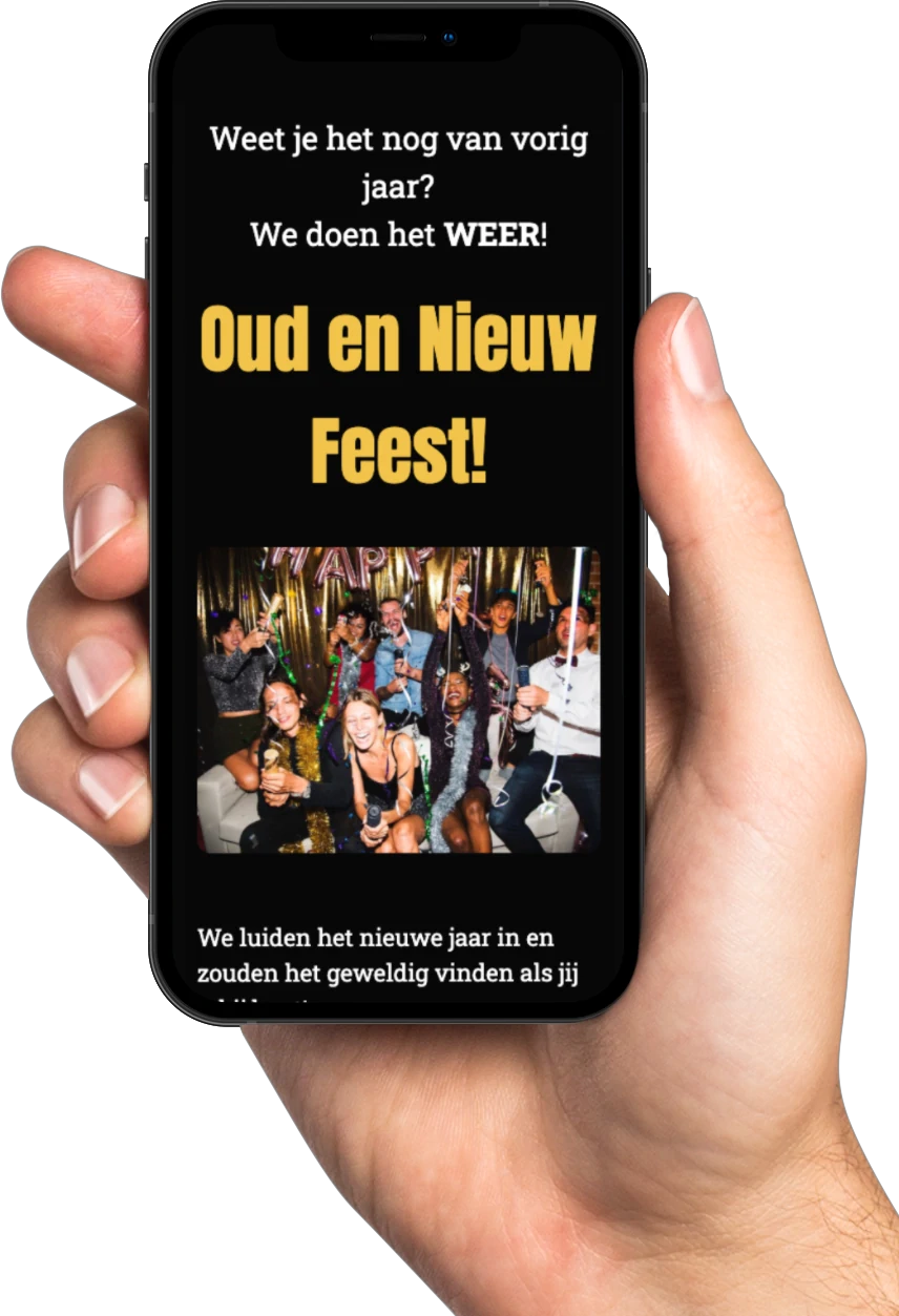 voorbeeld van een online uitnodiging op een smartphone