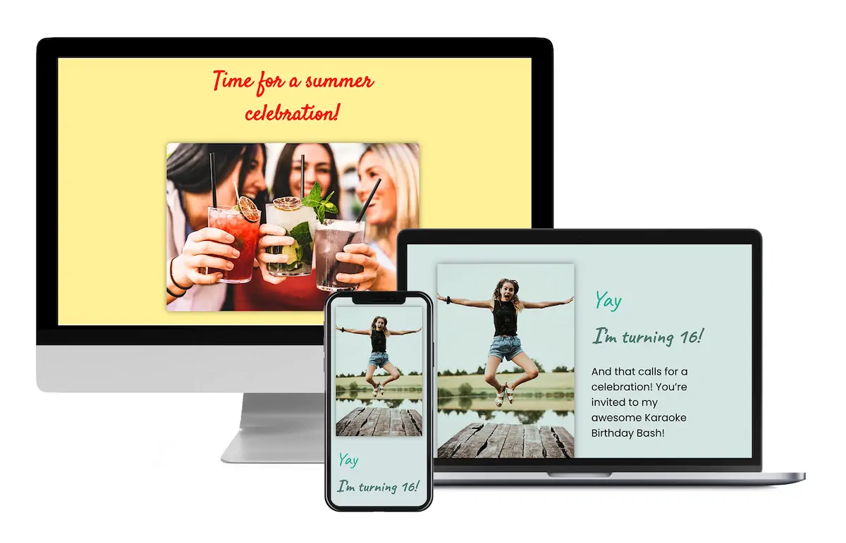 Preview of an online party invitation