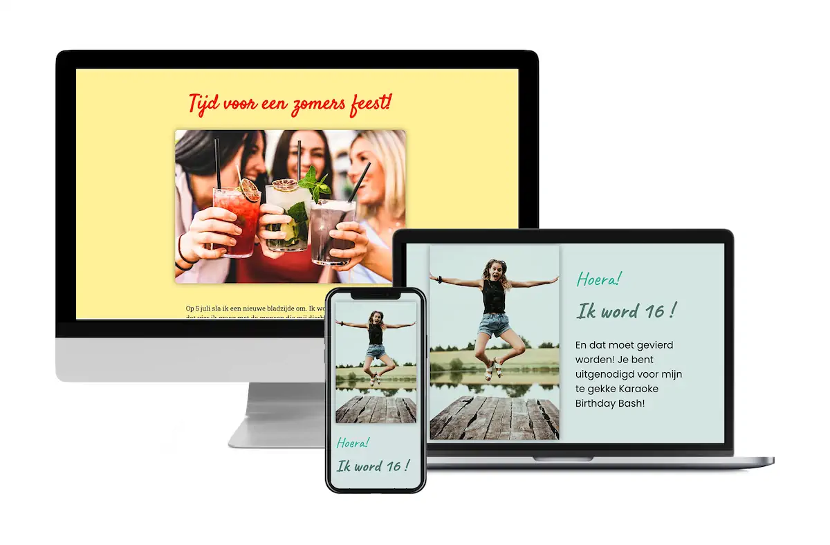 Voorbeeld van een online feestuitnodiging