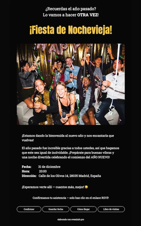 Ejemplo 2 de invitación de fiesta online
