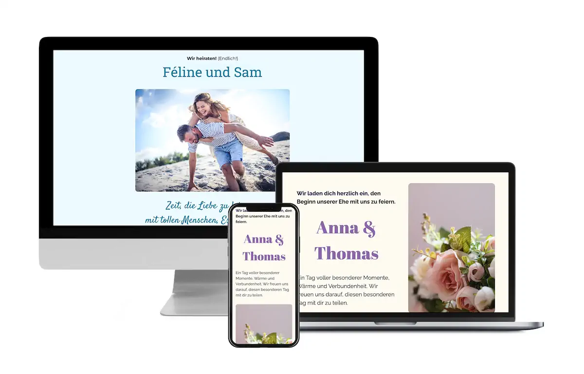 Vorschau einer digitalen Hochzeitseinladung
