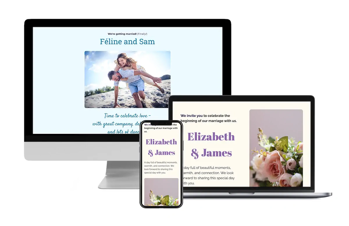 Preview of an online wedding invitation