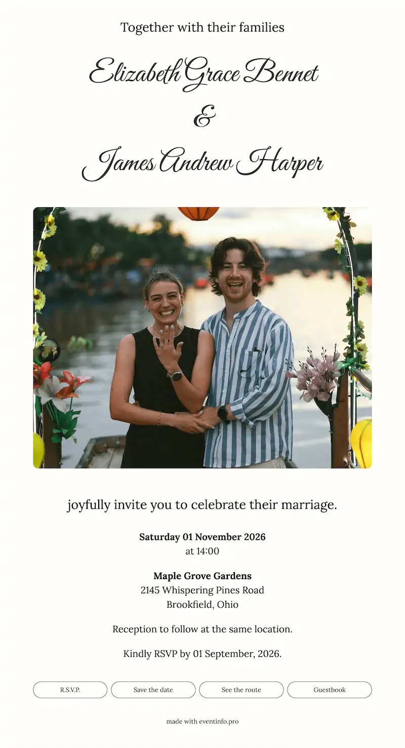 Online wedding invitation example 1