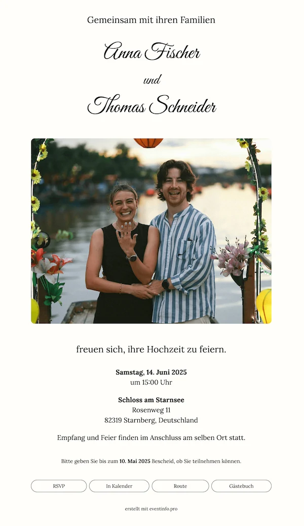 Beispiel 3 für eine digitale Hochzeitseinladung