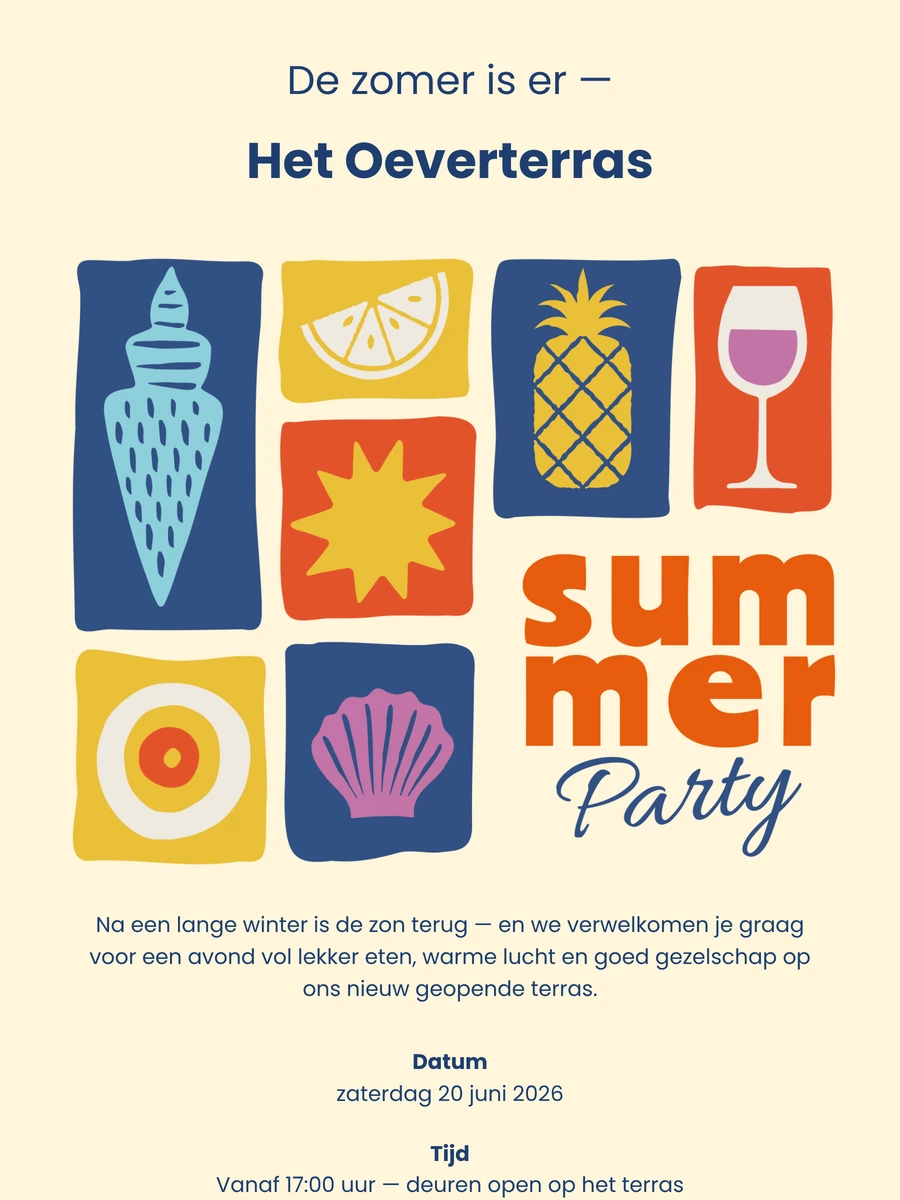 Zomerse online uitnodiging voor een seizoensborrel