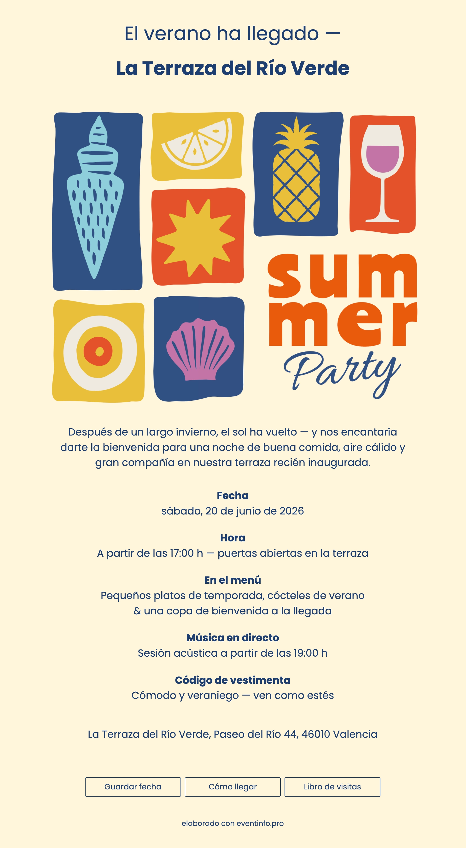Invitación de fiesta online azul marino