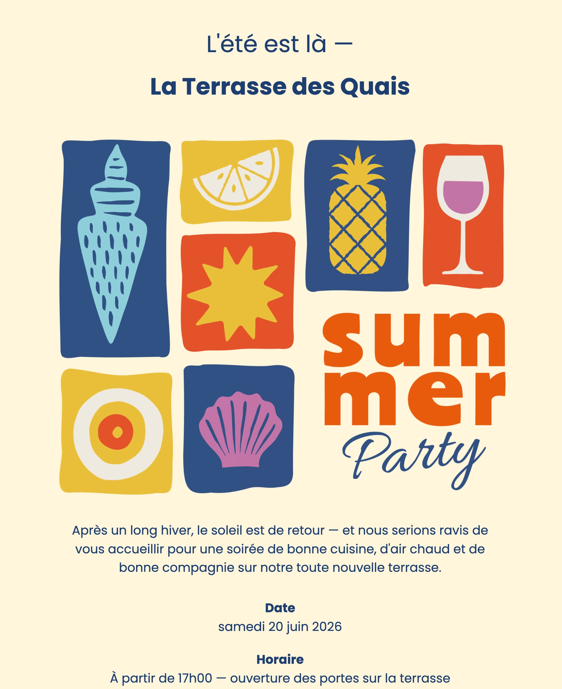 Invitez en bleu marine et cr&egrave;me