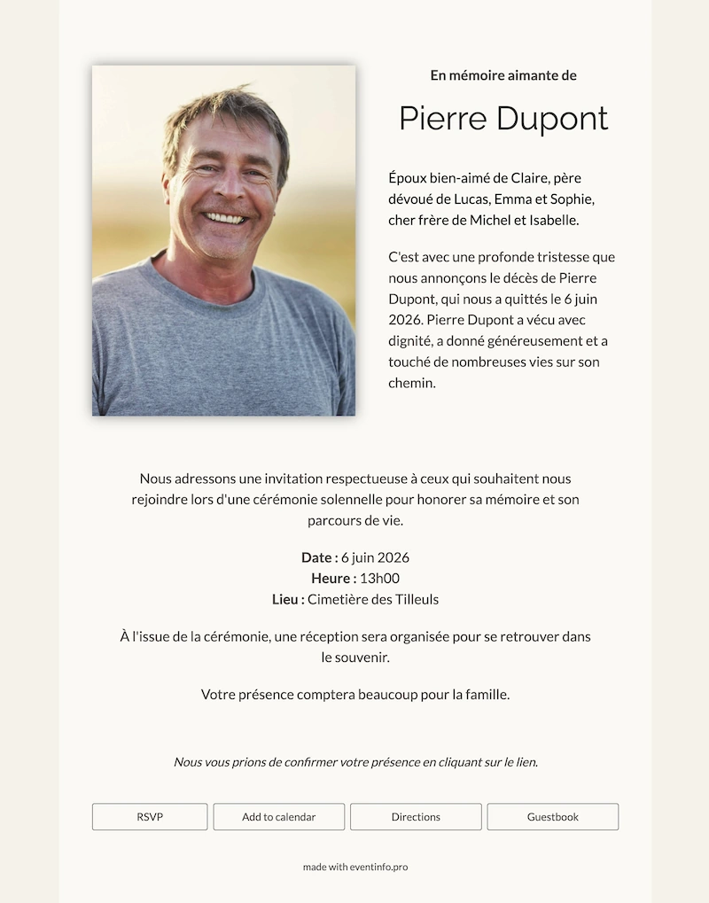 Partager un faire-part cr&egrave;me &eacute;l&eacute;gant