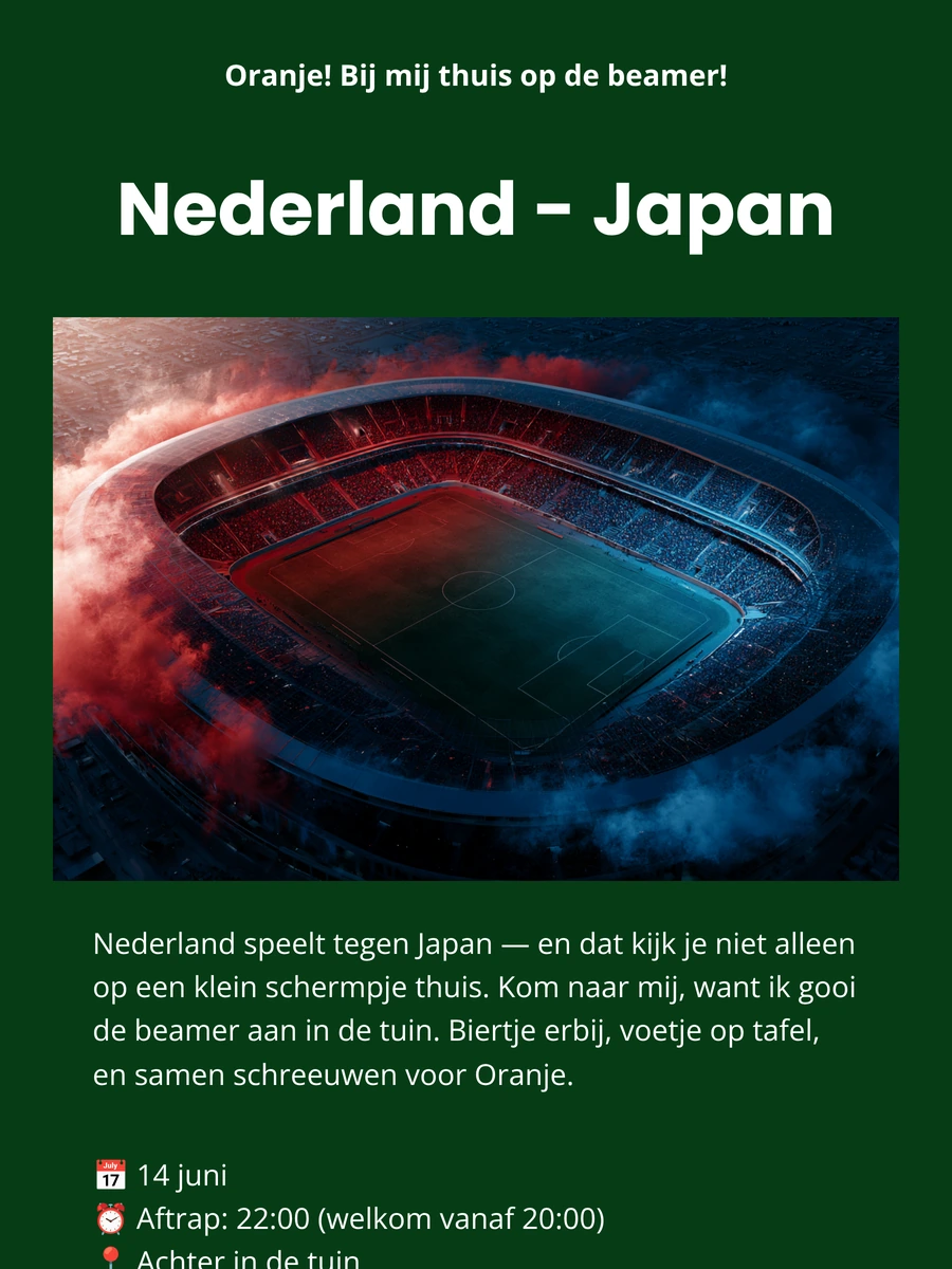 Sportieve online uitnodiging voor een voetbalavond