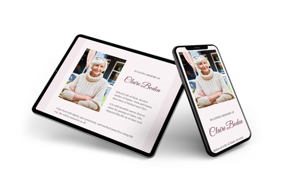 Tender blush online funeral card - Visual 2