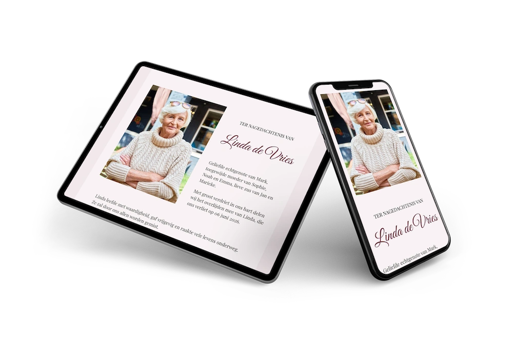 Intieme blush online rouwkaart - Visual 2