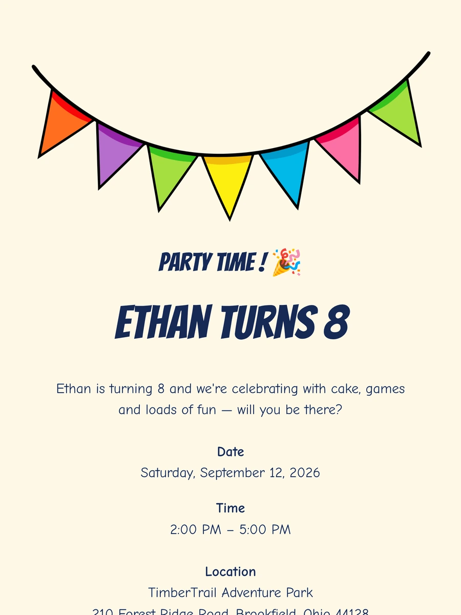 Cheerful online invitation for a children&rsquo;s party