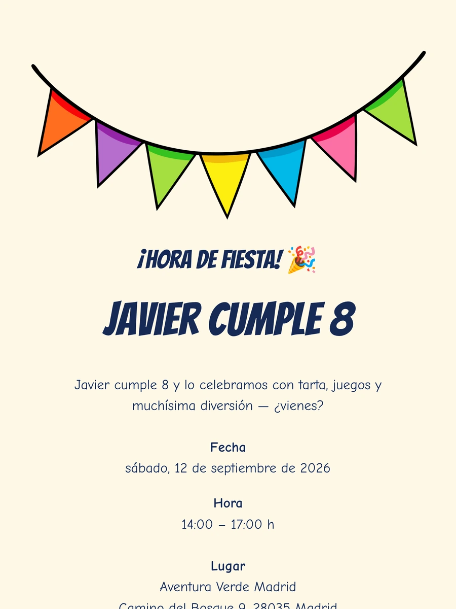 Invitaci&oacute;n digital alegre para una fiesta infantil