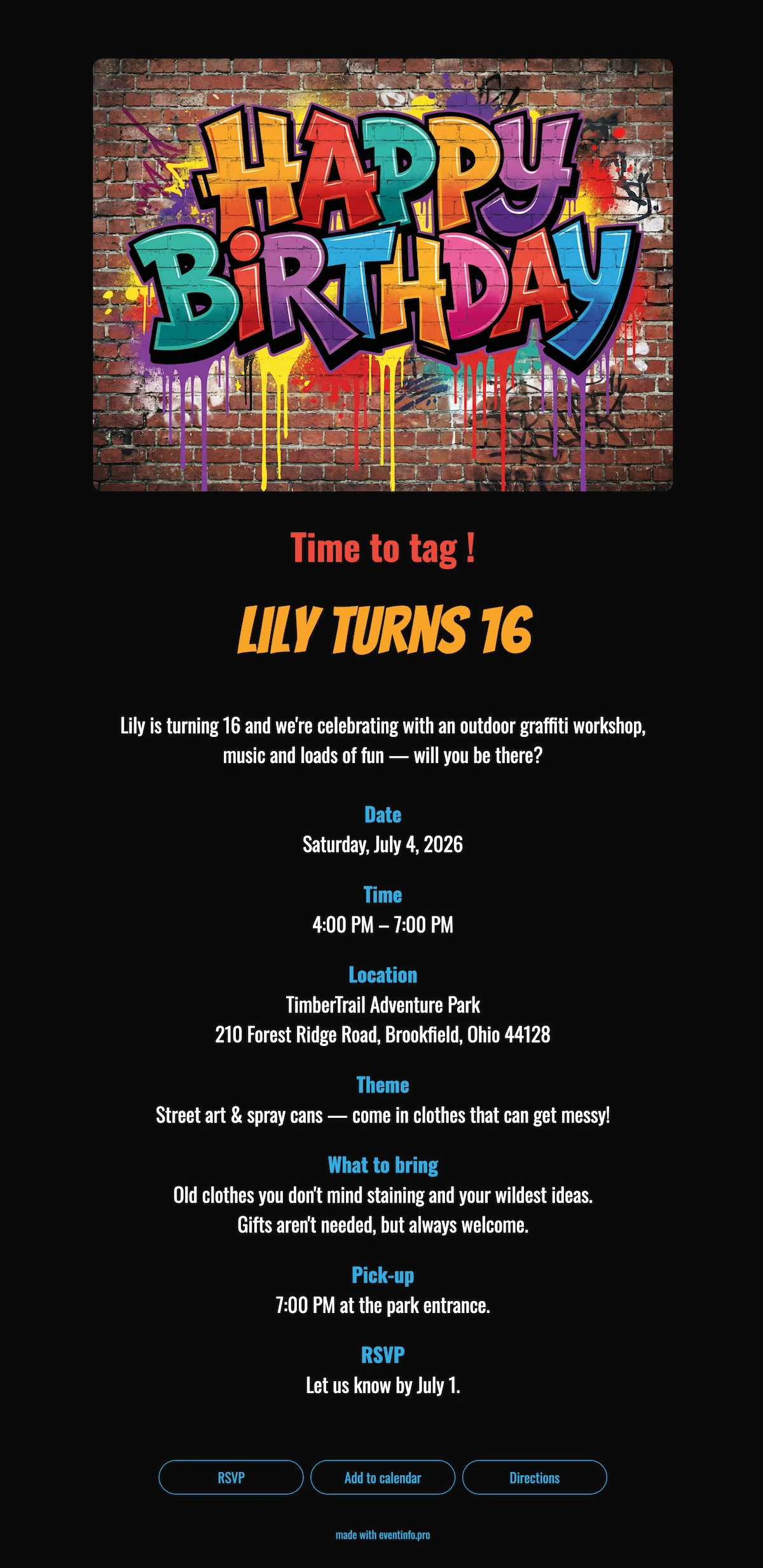 Black neon online party invitation