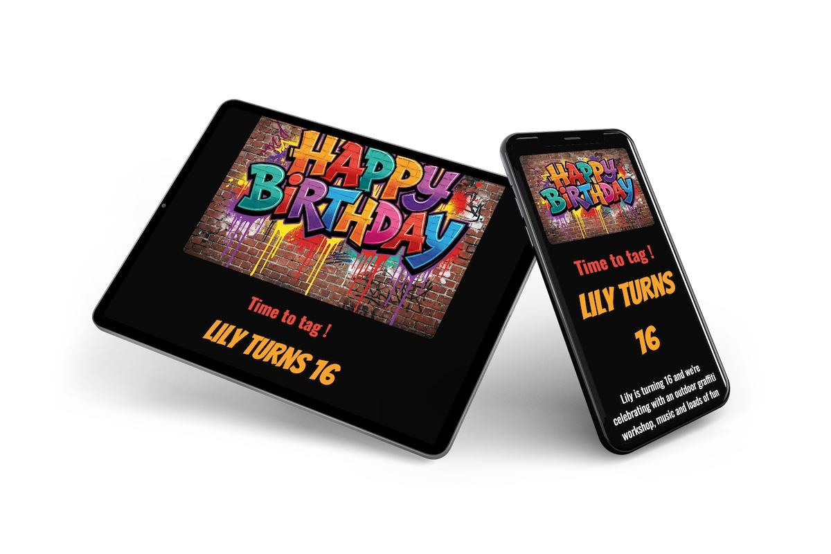 Dark neon online party invitation - Visual 2