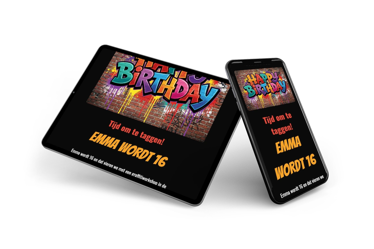 Zwart neon online feestuitnodiging - Visual 2