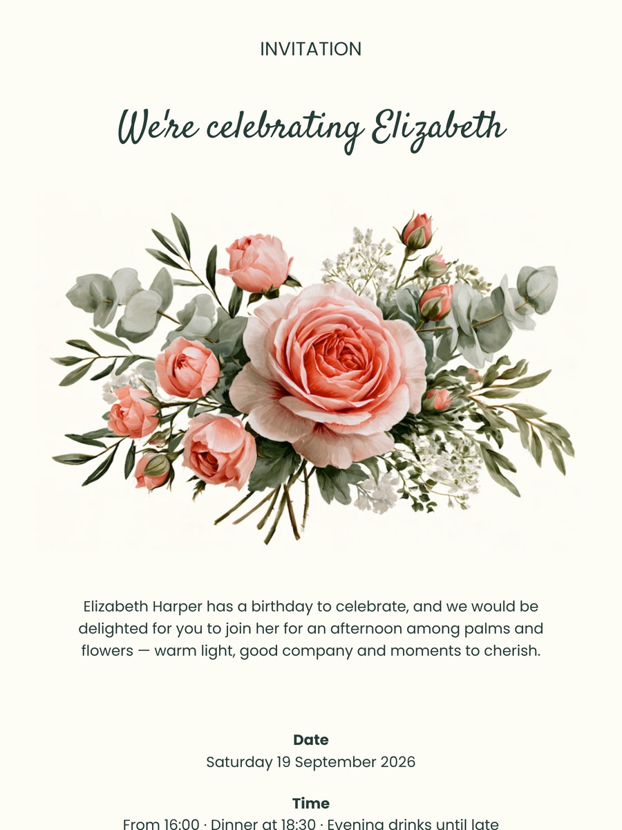Fresh online invitation for a garden celebration