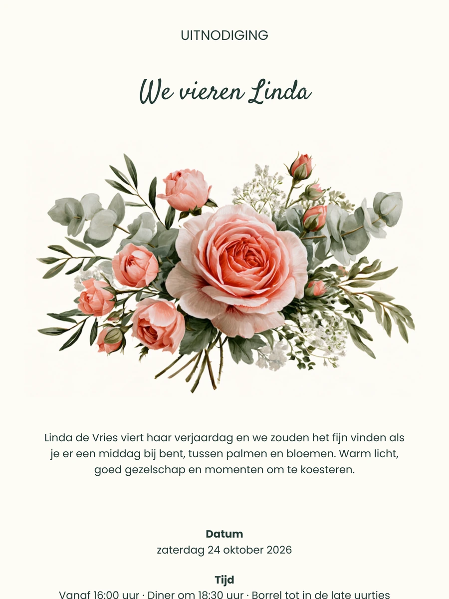 Frisse online uitnodiging voor een tuinfeest
