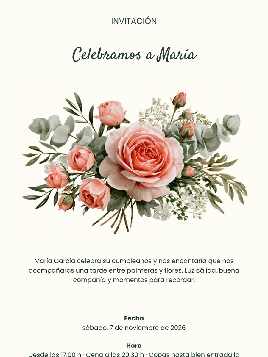 Invitaci&oacute;n digital fresca para celebrar en el jard&iacute;n
