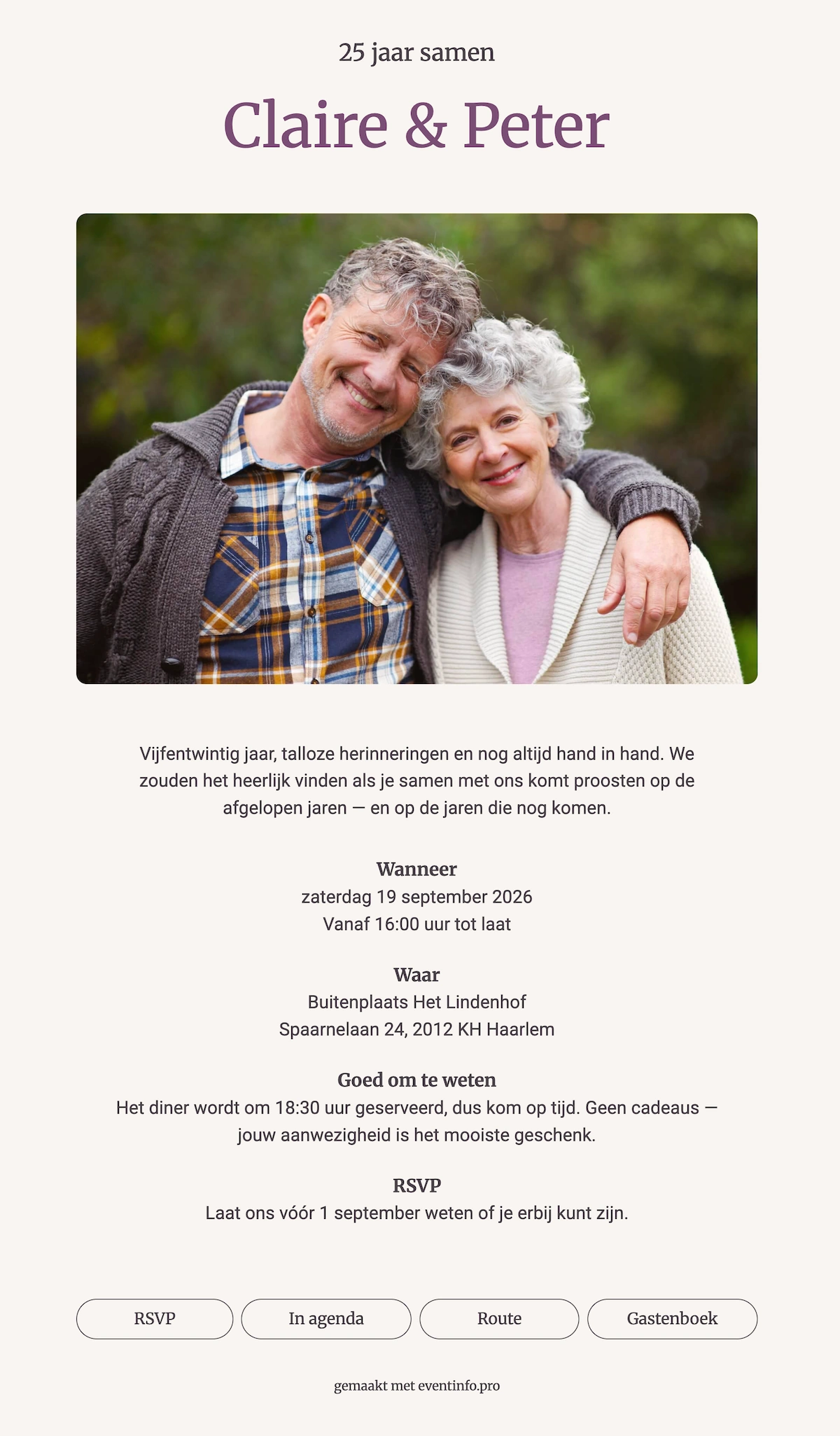 Intieme online uitnodiging jubileum