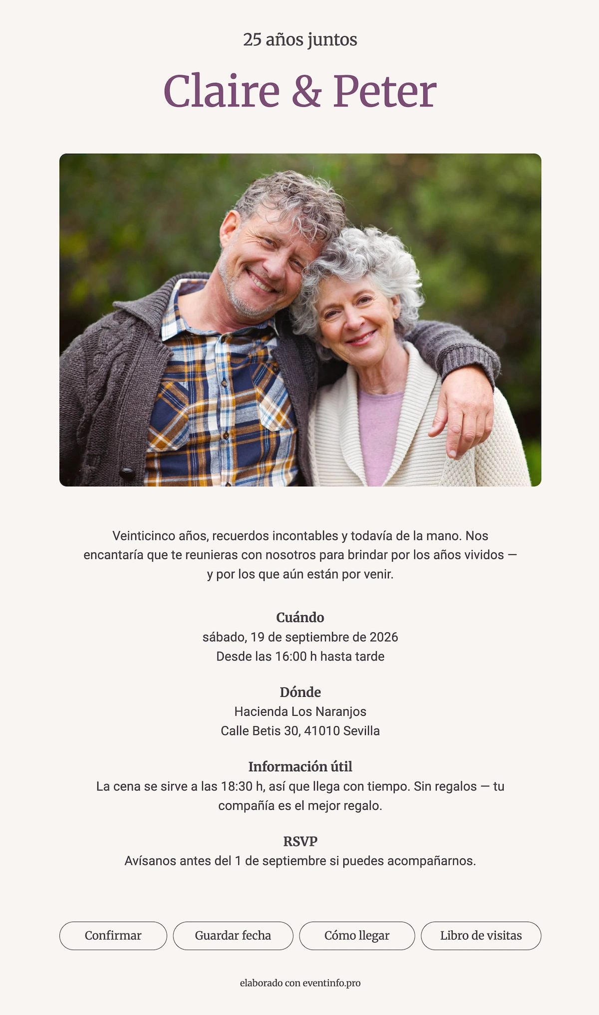 Invitaci&oacute;n de aniversario online c&aacute;lida