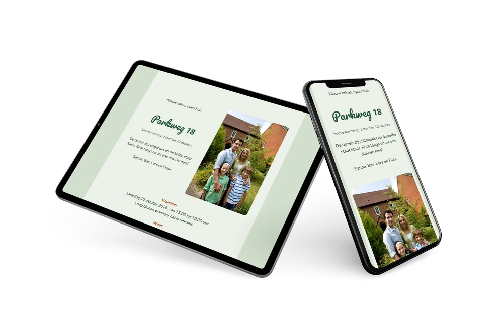 Housewarming-uitnodiging met gezinsfoto &ndash; voorbeeld 2
