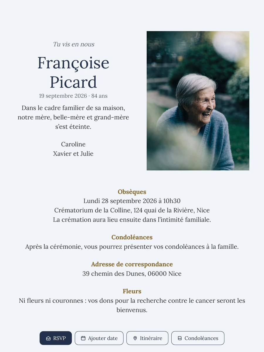 Faire-part bleu clair aux titres dorés