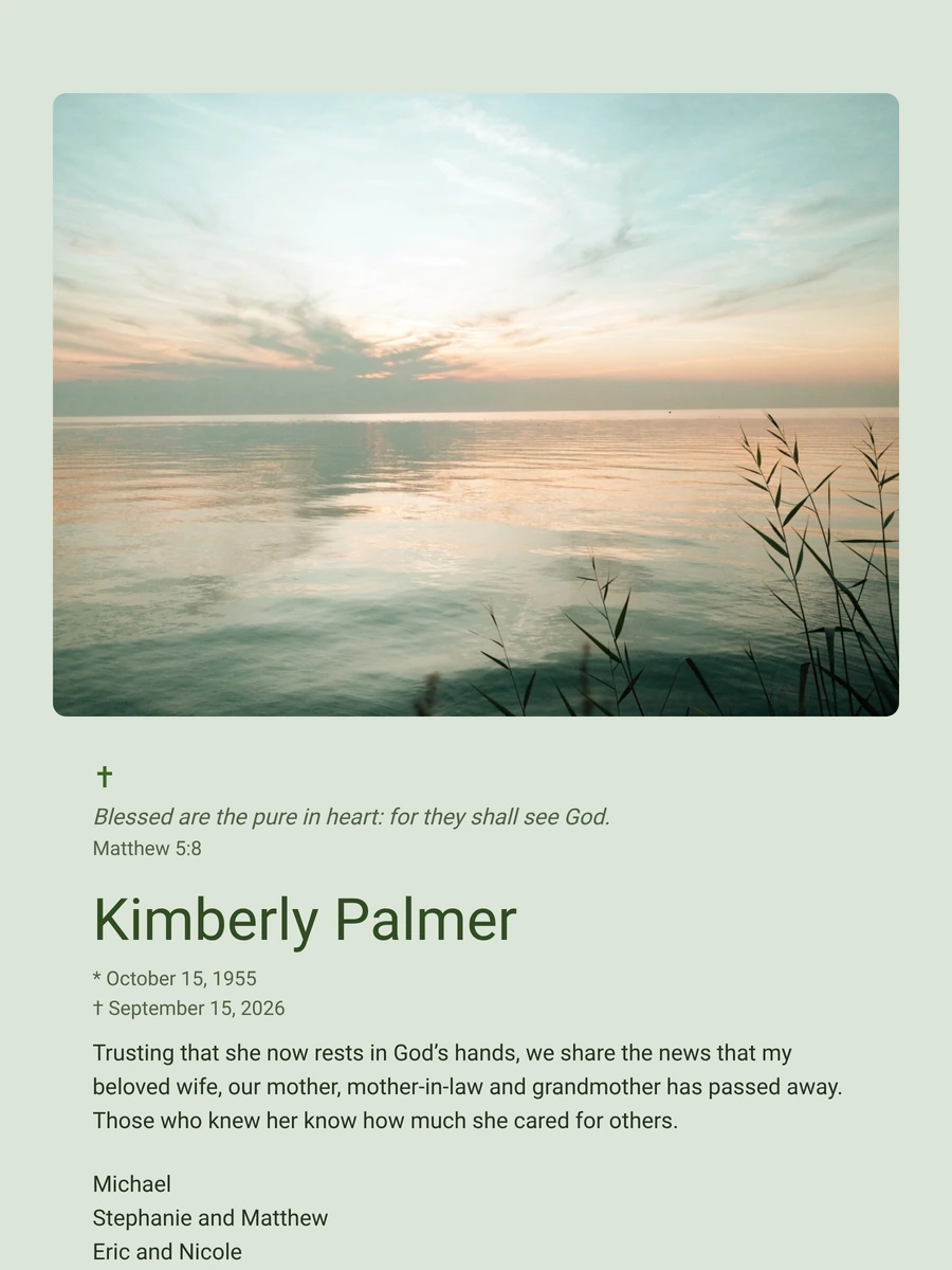 Christian funeral card with Bible verse
