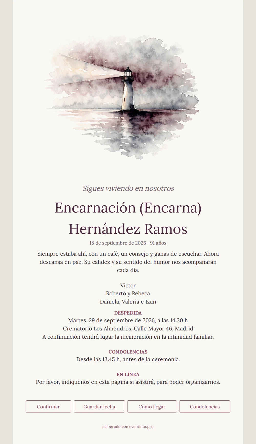 Esquela clara con un faro pintado &ndash; example 1