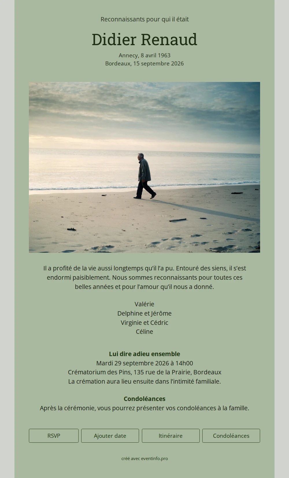 Faire-part vert sauge face à la mer &ndash; example 1