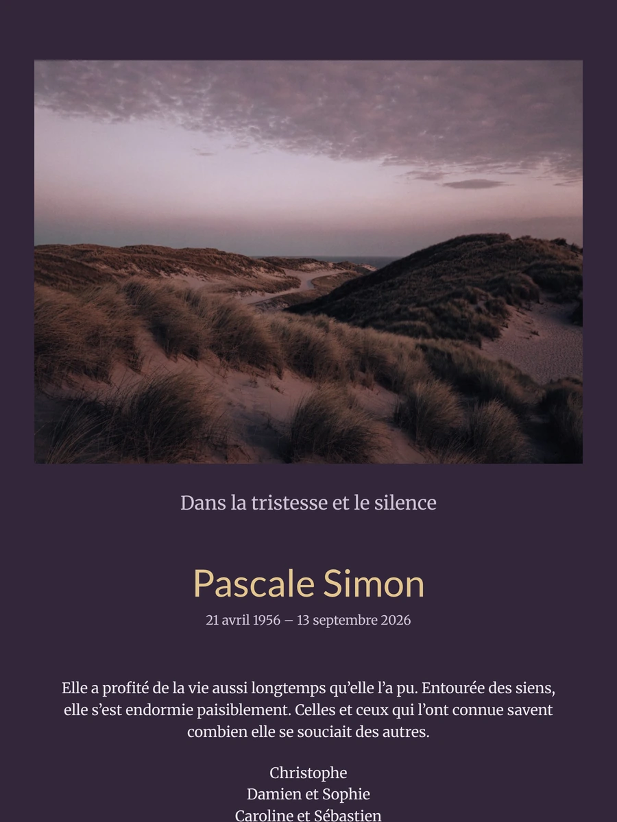 Faire-part avec dunes au crépuscule