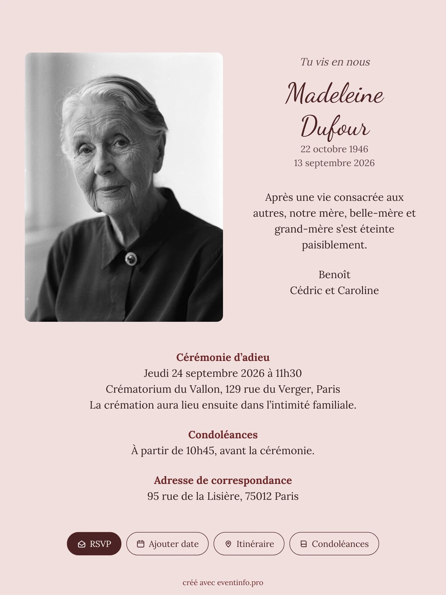Faire-part rose, portrait en noir et blanc