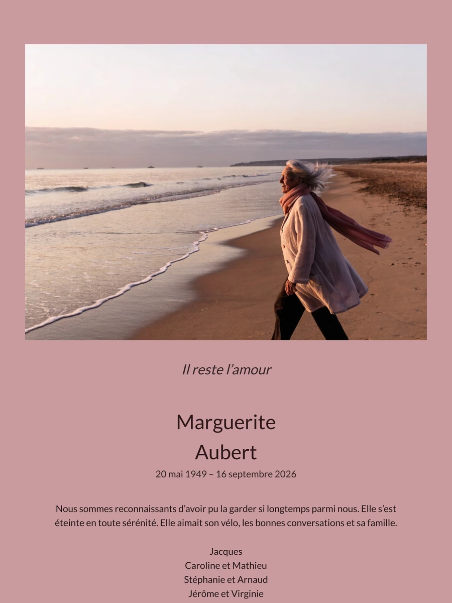 Faire-part vieux rose avec photo de plage
