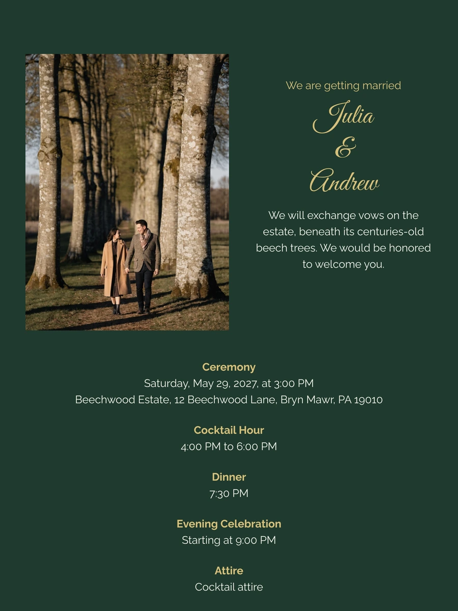 Send a Gilded Eucalyptus Wedding Invitation