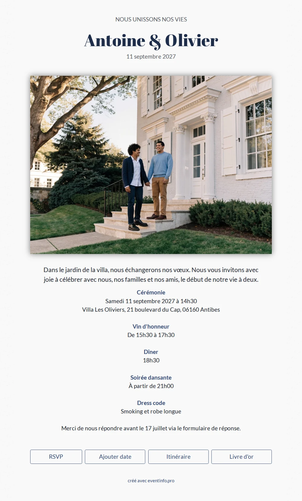 Faire-part de mariage sur papier artisanal &ndash; example 1