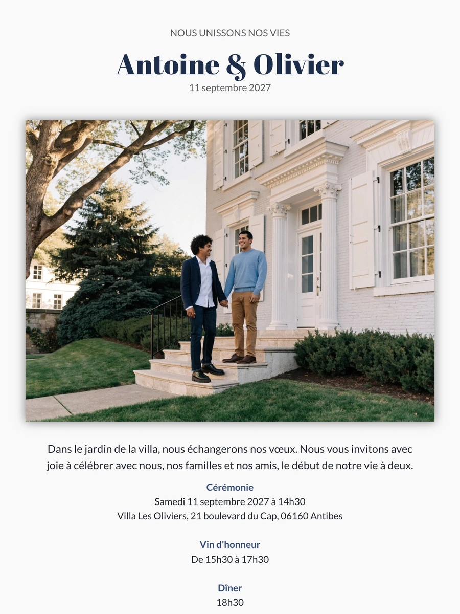Faire-part de mariage sur papier artisanal