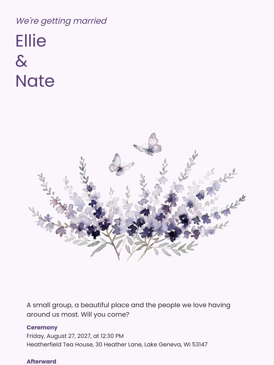 Send a Lavender Watercolor Wedding Invitation