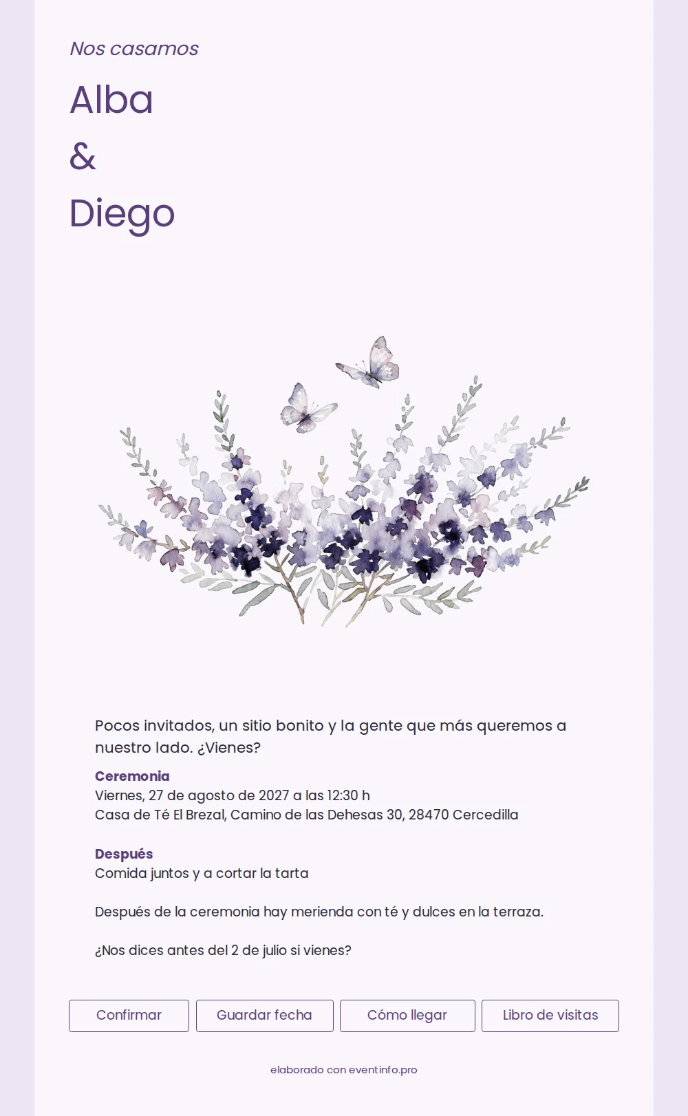Env&iacute;a una invitaci&oacute;n de boda con brezo &ndash; example 1