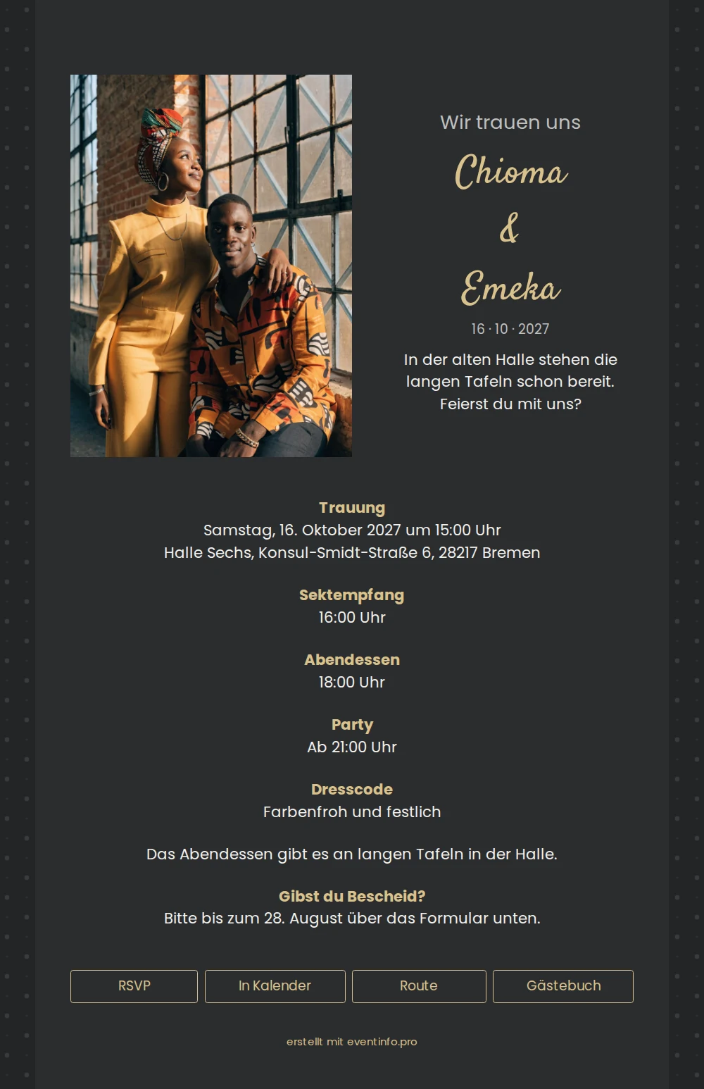 Stimmungsvolle Hochzeitseinladung mit Foto erstellen &ndash; example 1